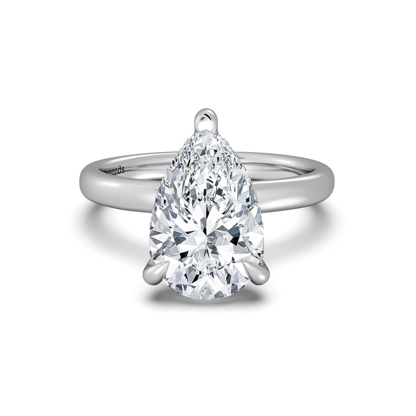 White Gold Pear Diamond Engagement Ring with Solitaire Band | Waco Diamonds Is Located In Waco, TX | Central Texas' #1 Engagement Ring Store With Lifetime Warranty