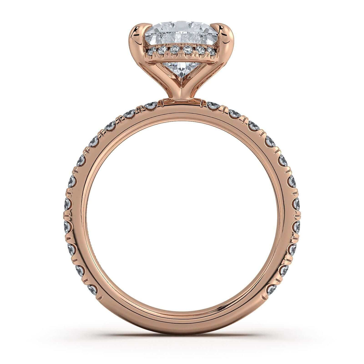Rose Gold Pear Diamond Engagement Ring with Pave Band With Hidden Halo | Waco Diamonds Is Located In Waco, TX | Central Texas' #1 Engagement Ring Store With Lifetime Warranty