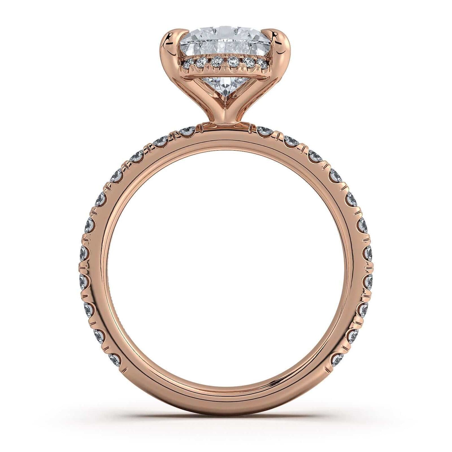 Rose Gold Pear Diamond Engagement Ring with Pave Band With Hidden Halo | Waco Diamonds Is Located In Waco, TX | Central Texas' #1 Engagement Ring Store With Lifetime Warranty