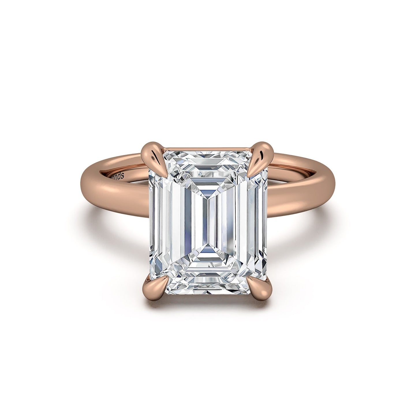 Rose Gold Emerald Diamond Engagement Ring with Solitaire Band | Waco Diamonds Is Located In Waco, TX | Central Texas' #1 Engagement Ring Store With Lifetime Warranty