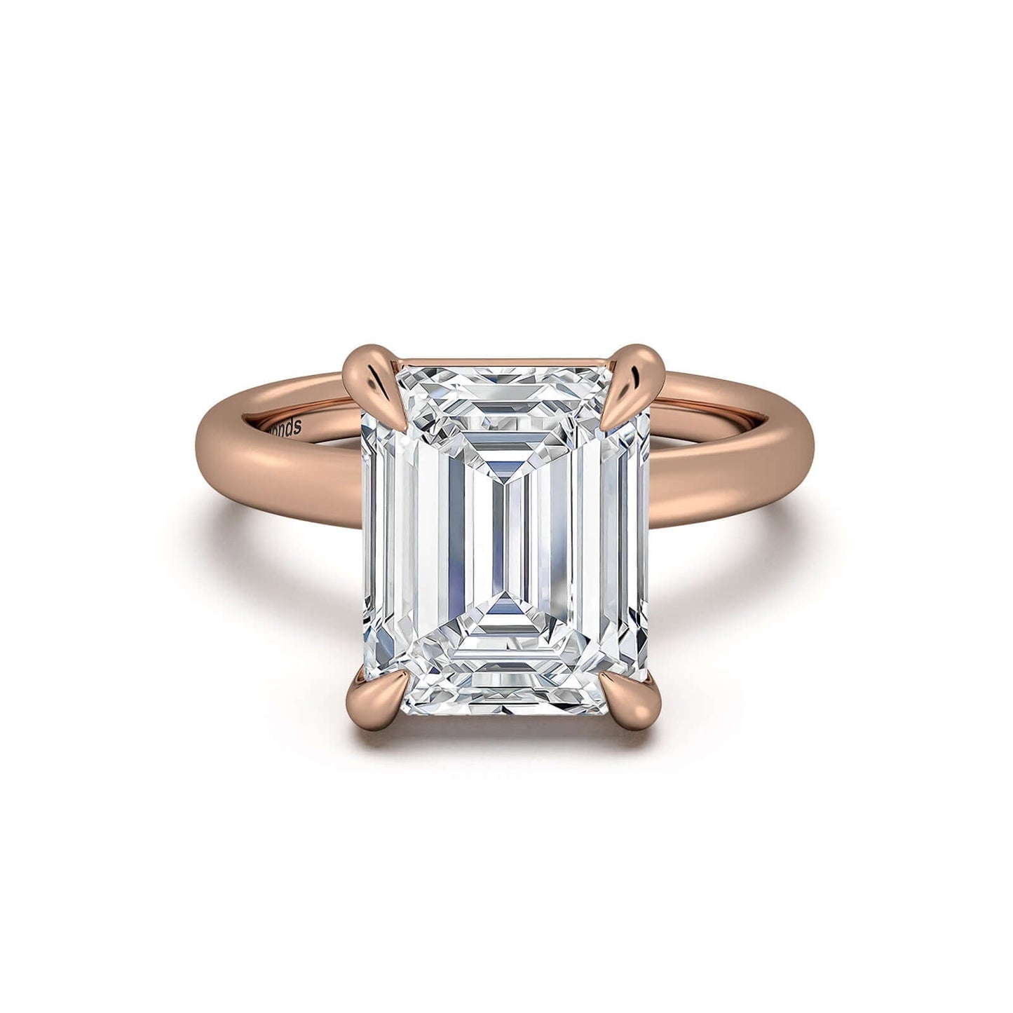 Rose Gold Emerald Diamond Engagement Ring with Solitaire Band | Waco Diamonds Is Located In Waco, TX | Central Texas' #1 Engagement Ring Store With Lifetime Warranty