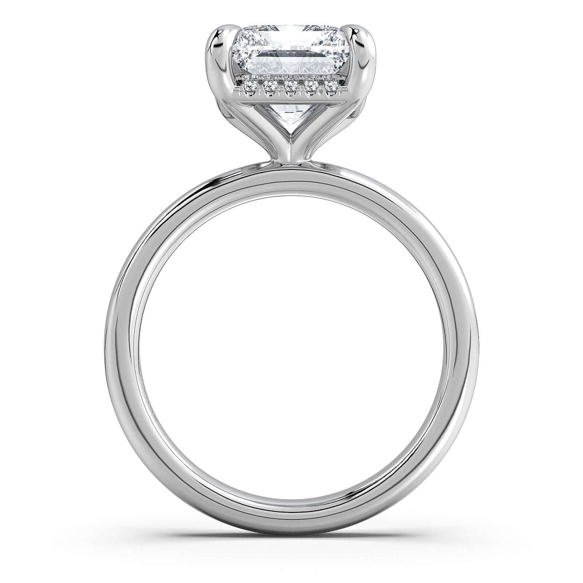 White Gold Radiant Diamond Engagement Ring with Solitaire Band Profile View | Waco Diamonds Is Located In Waco, TX | Central Texas' #1 Engagement Ring Store With Lifetime Warranty