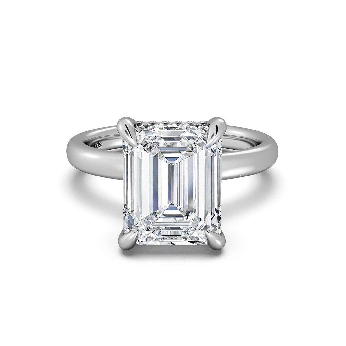 White Gold Emerald Diamond Engagement Ring with Solitaire Band | Waco Diamonds Is Located In Waco, TX | Central Texas' #1 Engagement Ring Store With Lifetime Warranty