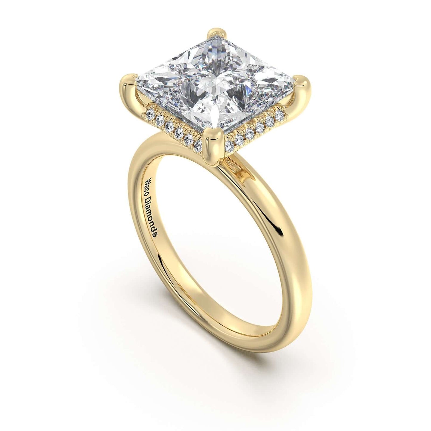 Yellow Gold Princess Diamond Engagement Ring with Solitaire Band | Waco Diamonds Is Located In Waco, TX | Central Texas' #1 Engagement Ring Store With Lifetime Warranty
