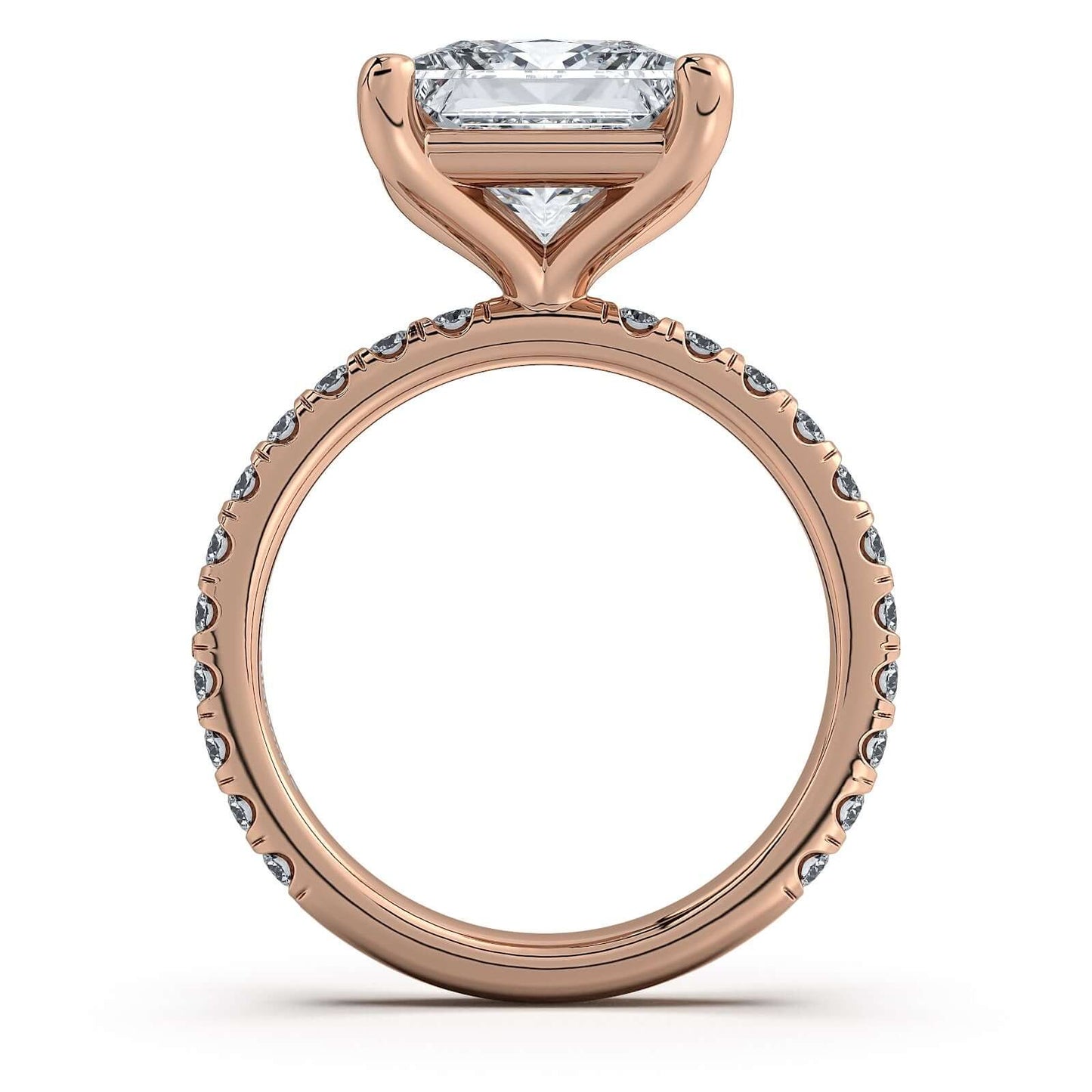 Rose Gold Princess Diamond Engagement Ring with Pave Band | Waco Diamonds Is Located In Waco, TX | Central Texas' #1 Engagement Ring Store With Lifetime Warranty