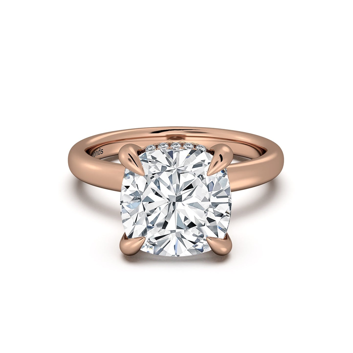 Rose Gold Cushion Diamond Engagement Ring with Solitaire Band | Waco Diamonds Is Located In Waco, TX | Central Texas' #1 Engagement Ring Store With Lifetime Warranty