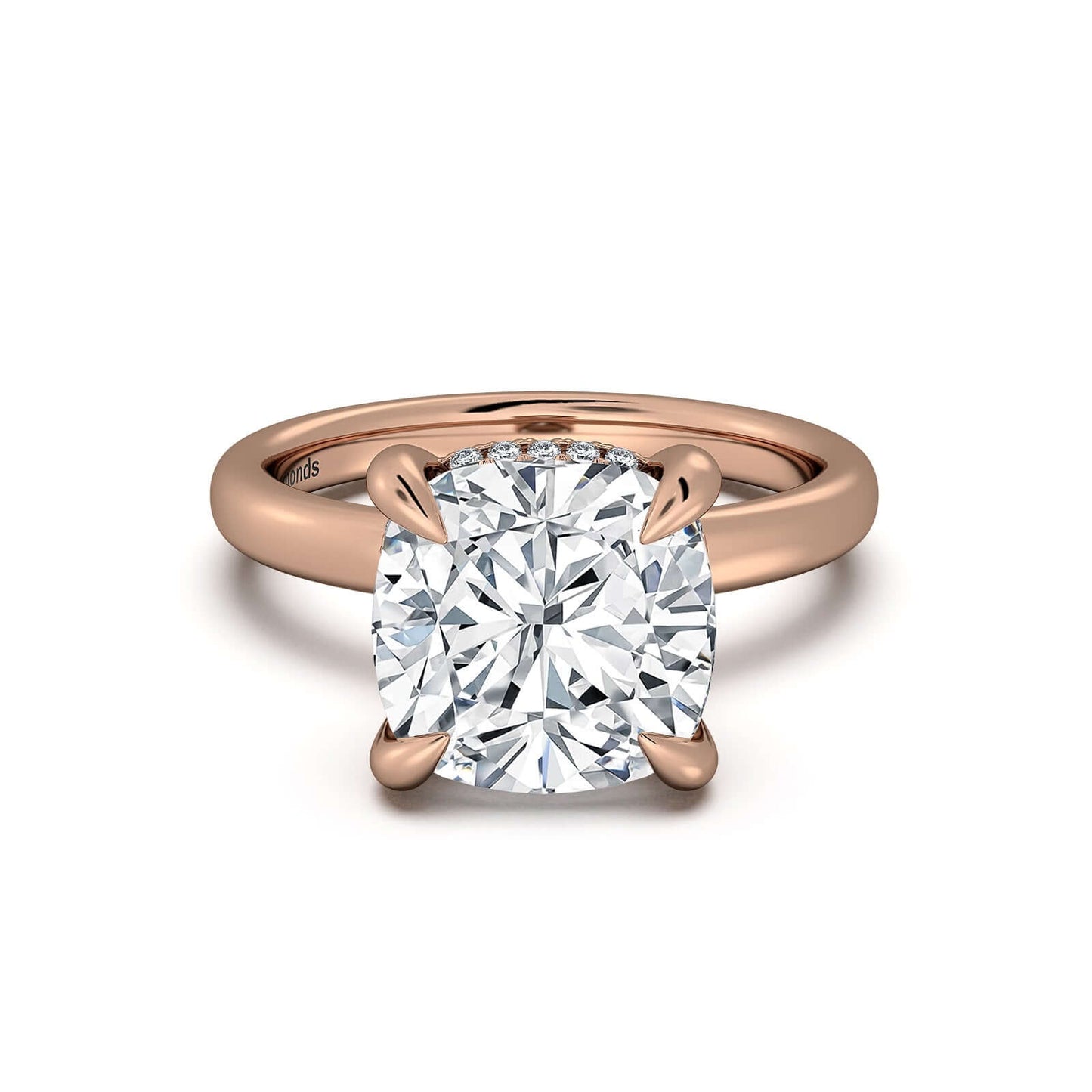 Rose Gold Cushion Diamond Engagement Ring with Solitaire Band | Waco Diamonds Is Located In Waco, TX | Central Texas' #1 Engagement Ring Store With Lifetime Warranty