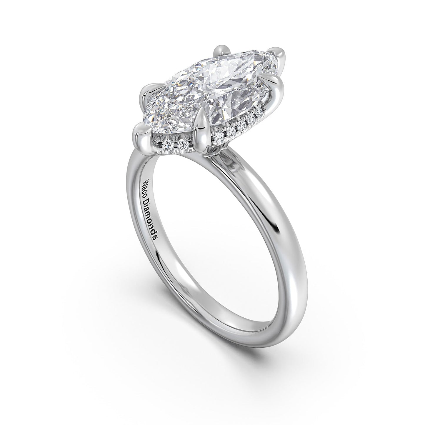 White Gold Marquise Diamond Engagement Ring with Solitaire Band | Waco Diamonds Is Located In Waco, TX | Central Texas' #1 Engagement Ring Store With Lifetime Warranty
