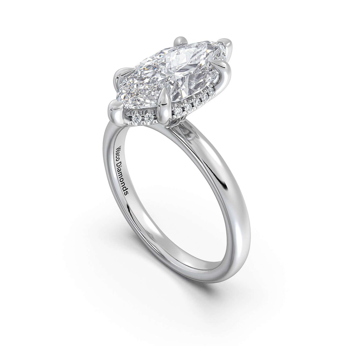White Gold Marquise Diamond Engagement Ring with Solitaire Band | Waco Diamonds Is Located In Waco, TX | Central Texas' #1 Engagement Ring Store With Lifetime Warranty