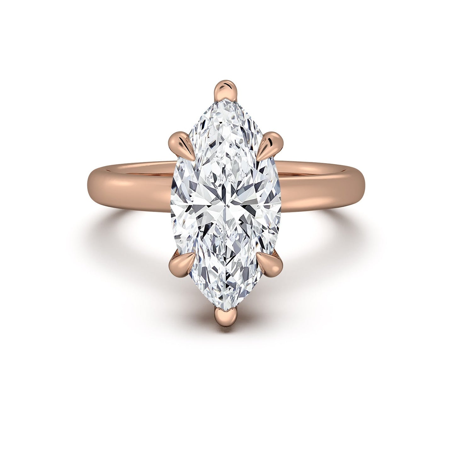 Rose Gold Marquise Diamond Engagement Ring with Solitaire Band | Waco Diamonds Is Located In Waco, TX | Central Texas' #1 Engagement Ring Store With Lifetime Warranty