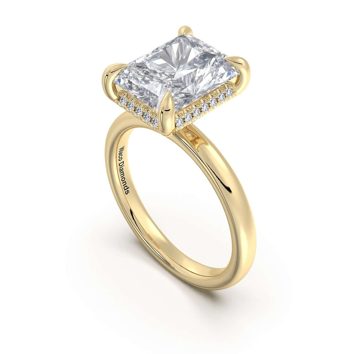 Yellow Gold Radiant Diamond Engagement Ring with Solitaire Band | Waco Diamonds Is Located In Waco, TX | Central Texas' #1 Engagement Ring Store With Lifetime Warranty