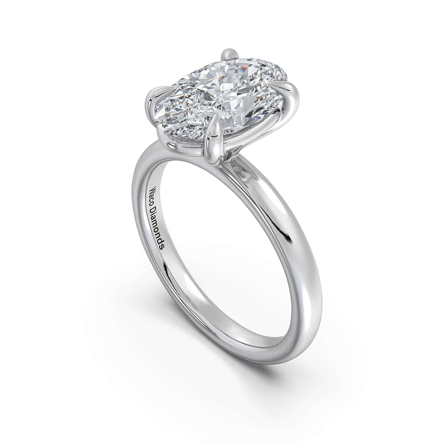 White Gold Oval Diamond Engagement Ring with Solitaire Band | Waco Diamonds Is Located In Waco, TX | Central Texas' #1 Engagement Ring Store With Lifetime Warranty