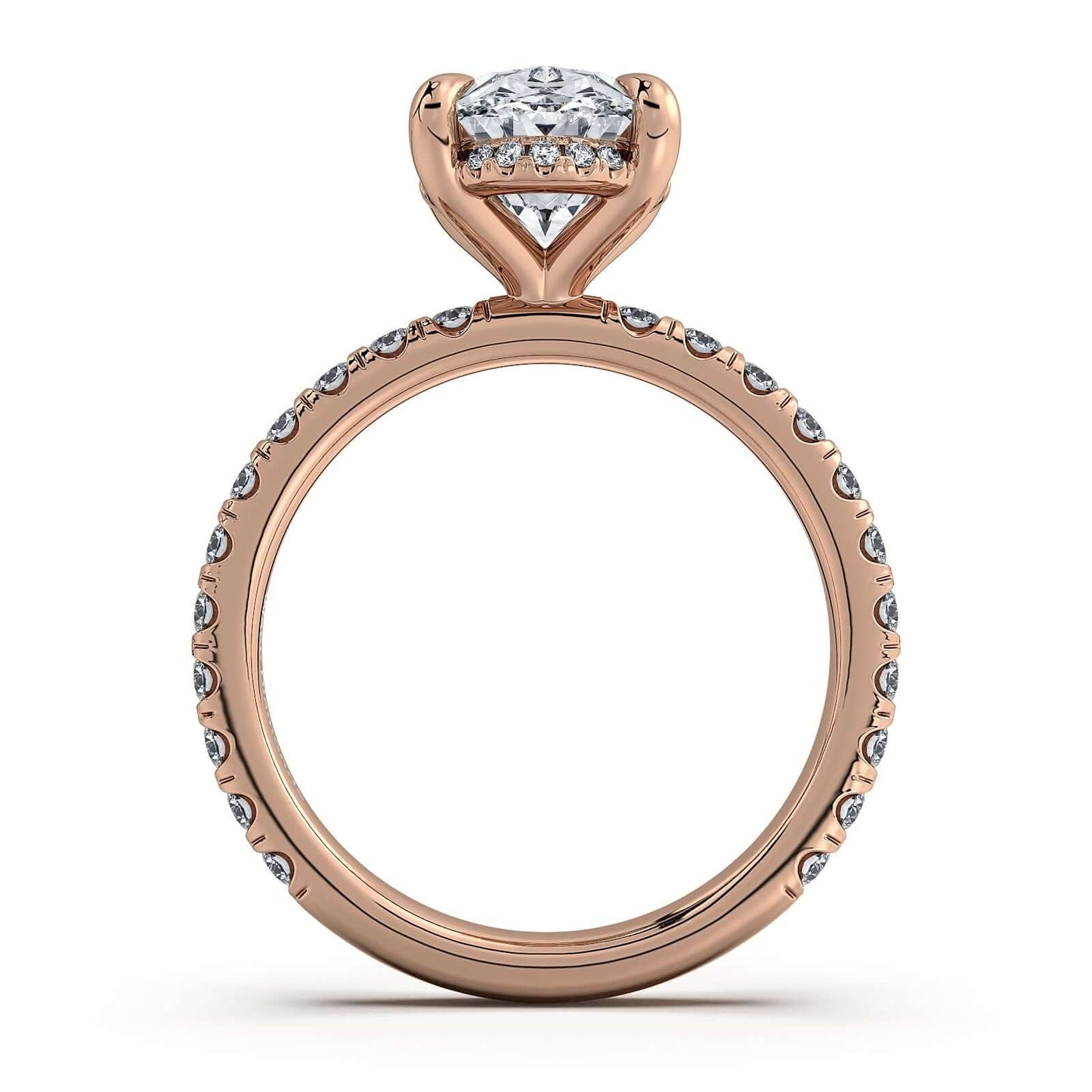 Rose Gold Oval Diamond Engagement Ring with Pave Band | Waco Diamonds Is Located In Waco, TX | Central Texas' #1 Engagement Ring Store With Lifetime Warranty