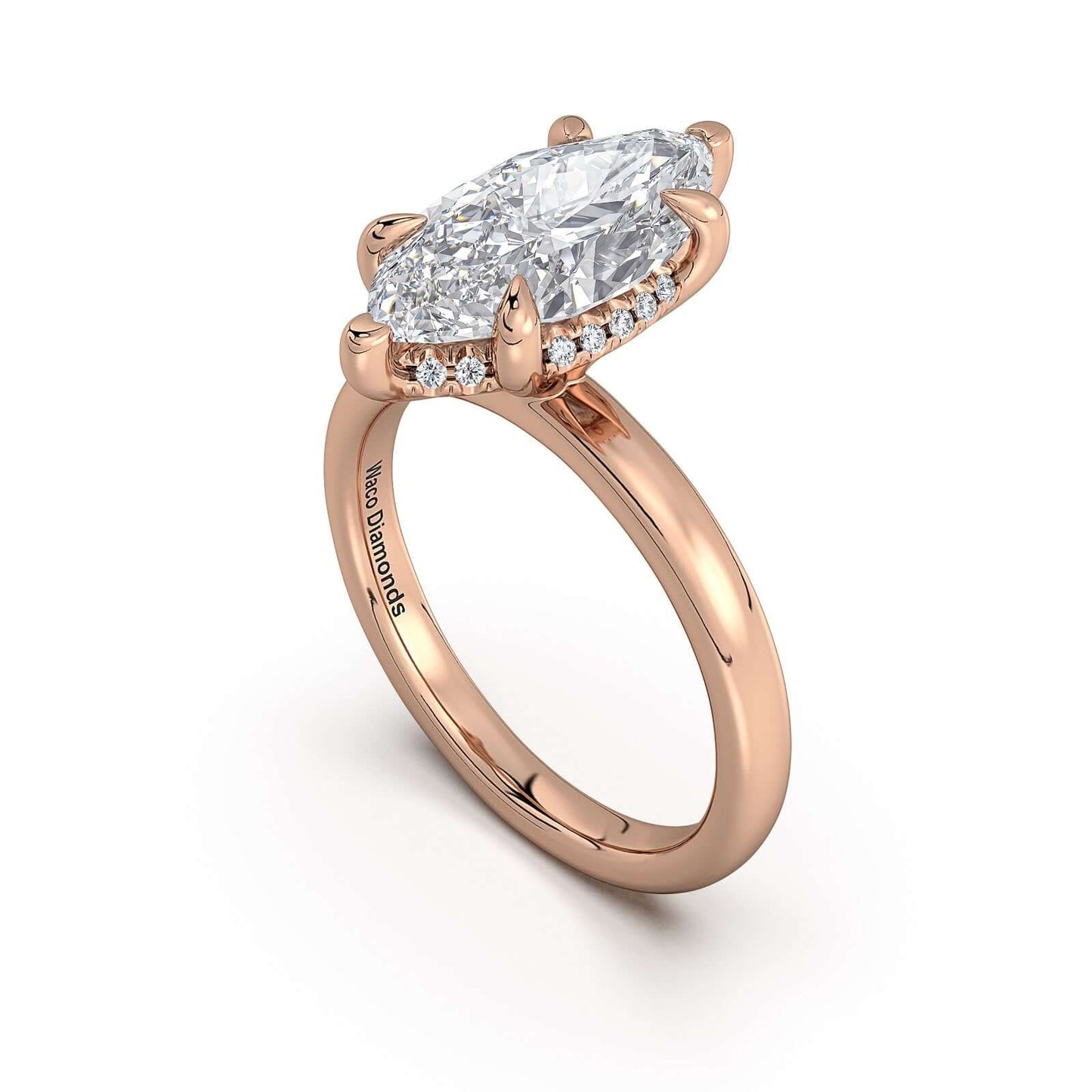 Rose Gold Marquise Diamond Engagement Ring with Solitaire Band | Waco Diamonds Is Located In Waco, TX | Central Texas' #1 Engagement Ring Store With Lifetime Warranty