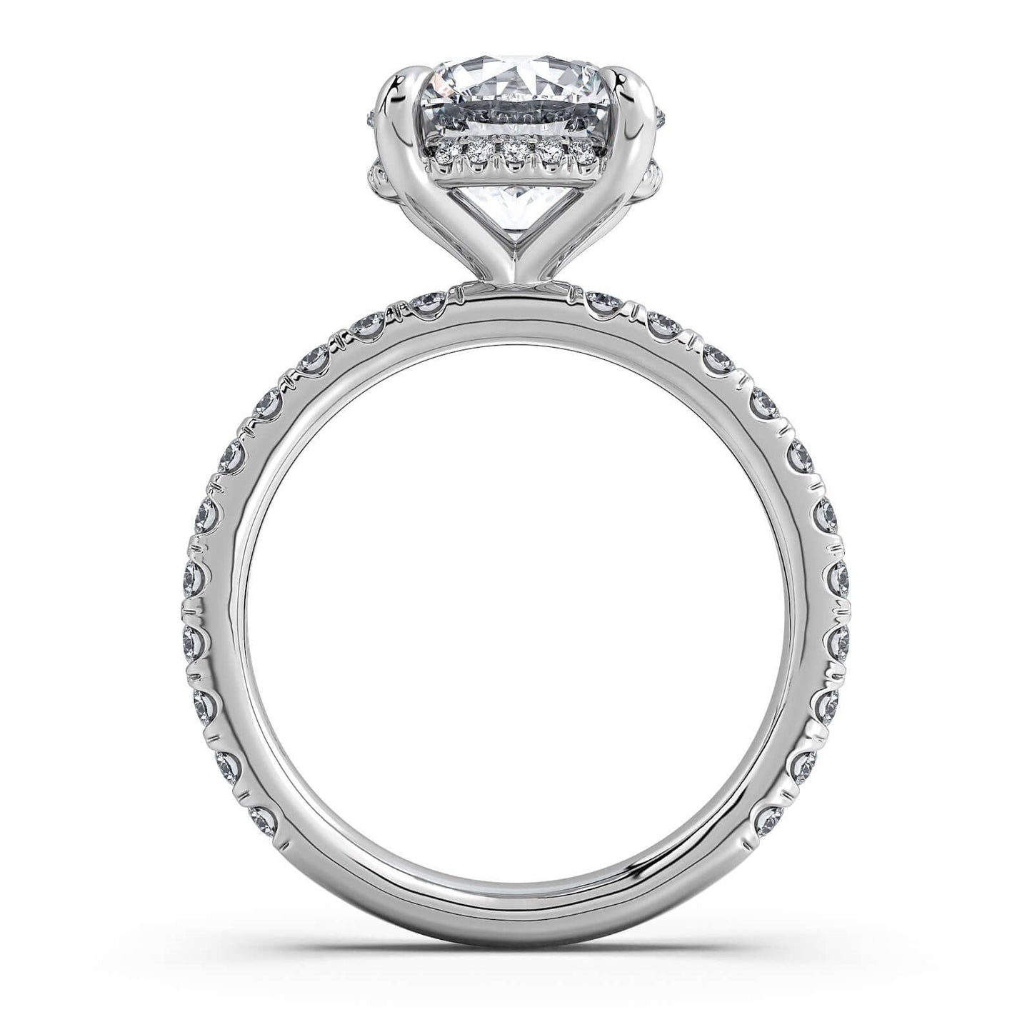 White Gold Round Diamond Engagement Ring with Pave Band | Waco Diamonds Is Located In Waco, TX | Central Texas' #1 Engagement Ring Store With Lifetime Warranty