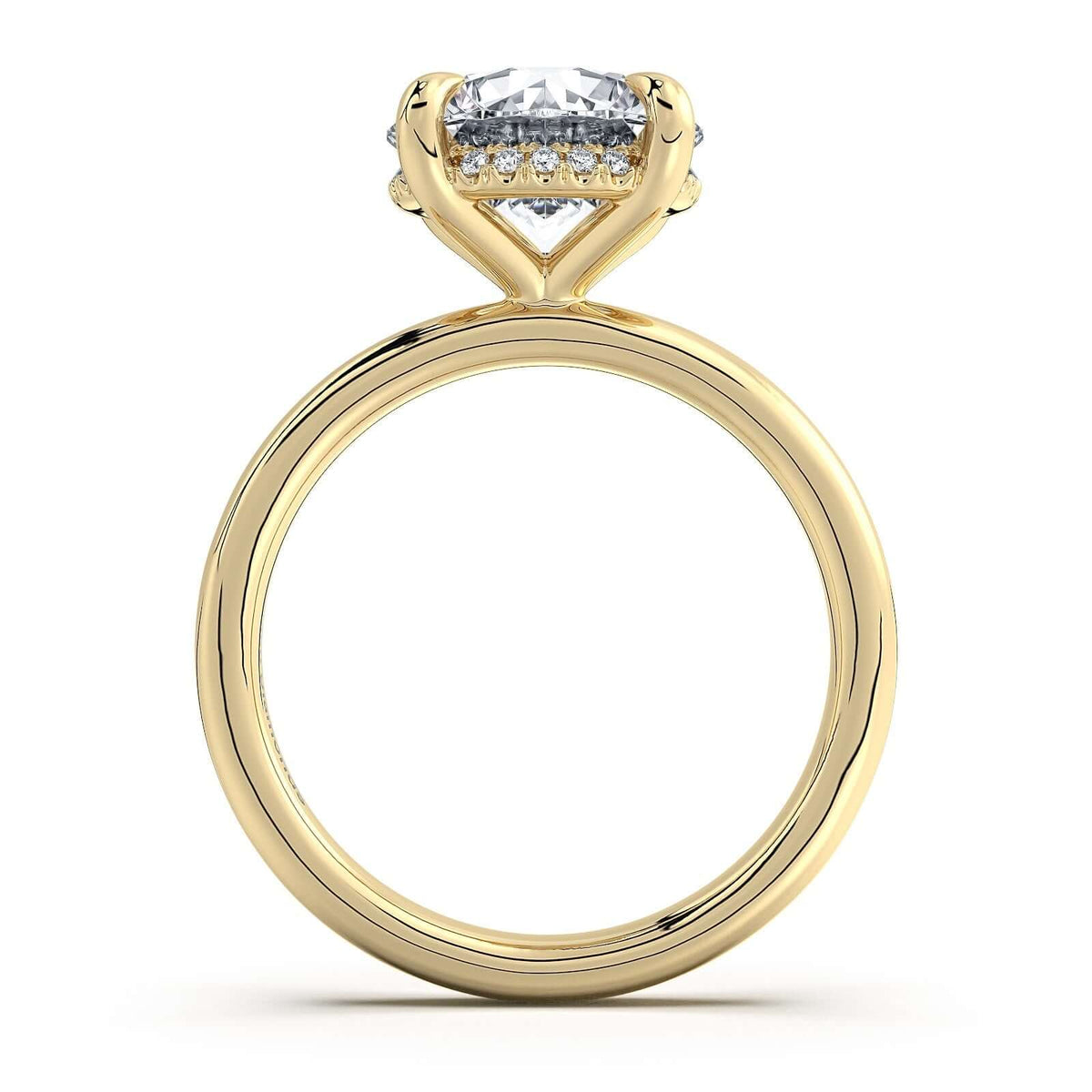 Yellow Gold Round Diamond Engagement Ring with Solitaire Band Profile View | Waco Diamonds Is Located In Waco, TX | Central Texas' #1 Engagement Ring Store With Lifetime Warranty