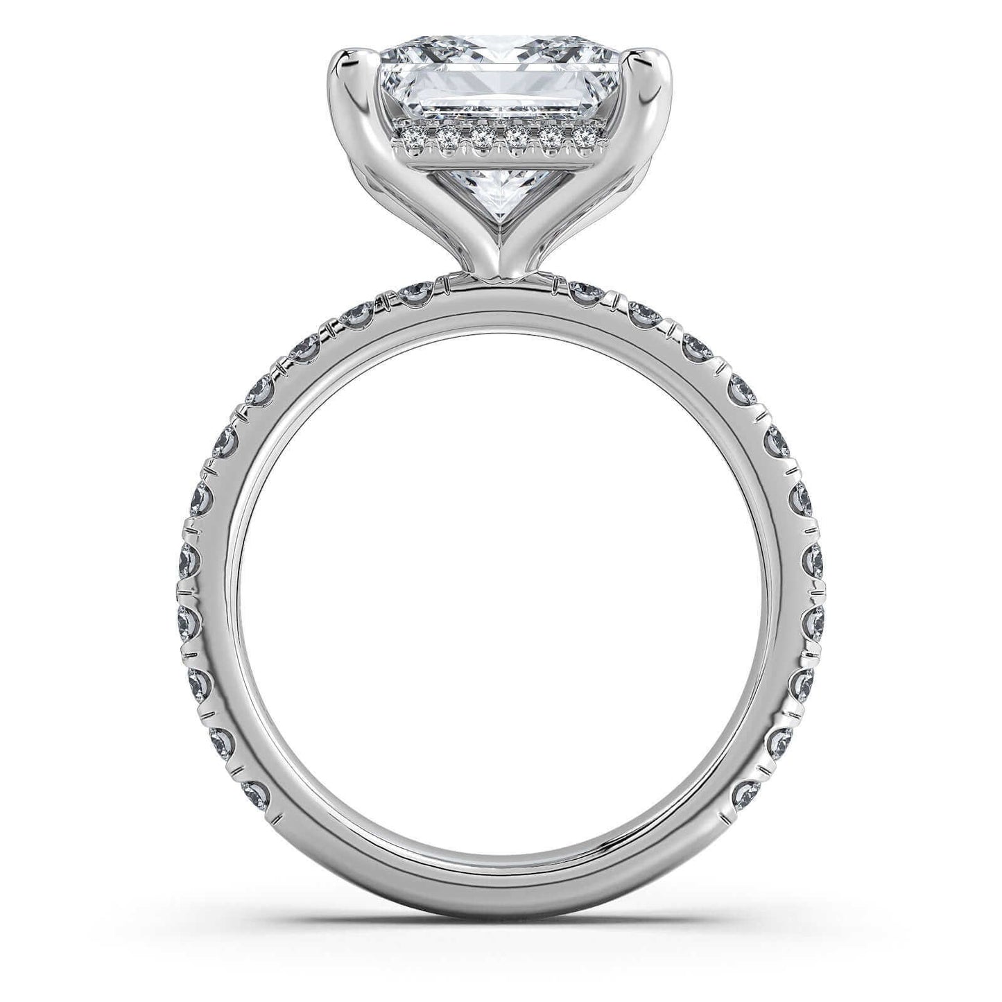 White Gold Princess Diamond Engagement Ring with Pave Band | Waco Diamonds Is Located In Waco, TX | Central Texas' #1 Engagement Ring Store With Lifetime Warranty