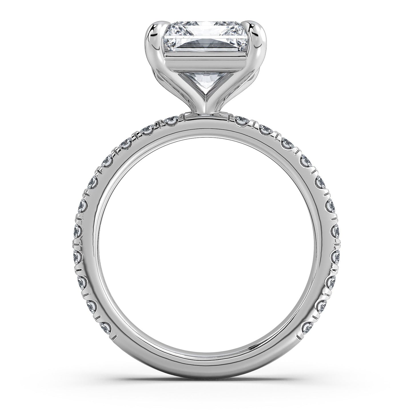 White Gold Radiant Diamond Engagement Ring with Pave Band | Waco Diamonds Is Located In Waco, TX | Central Texas' #1 Engagement Ring Store With Lifetime Warranty