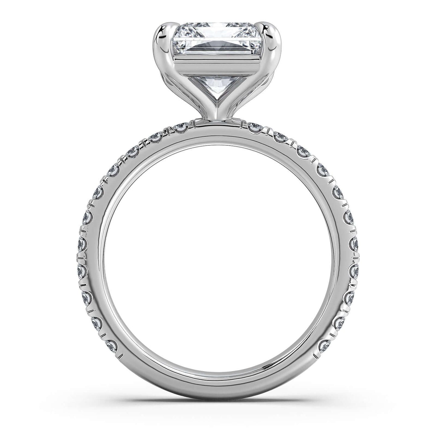 White Gold Radiant Diamond Engagement Ring with Pave Band | Waco Diamonds Is Located In Waco, TX | Central Texas' #1 Engagement Ring Store With Lifetime Warranty