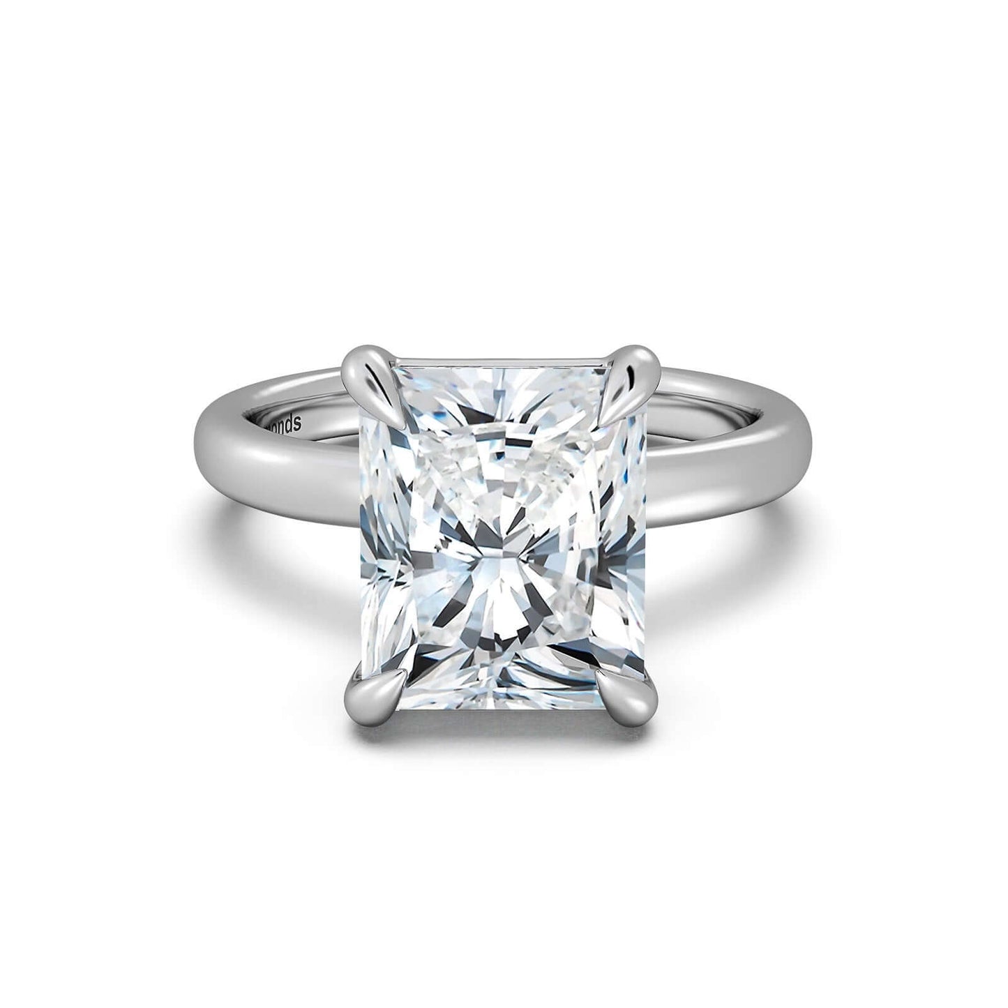 White Gold Radiant Diamond Engagement Ring with Solitaire Band | Waco Diamonds Is Located In Waco, TX | Central Texas' #1 Engagement Ring Store With Lifetime Warranty