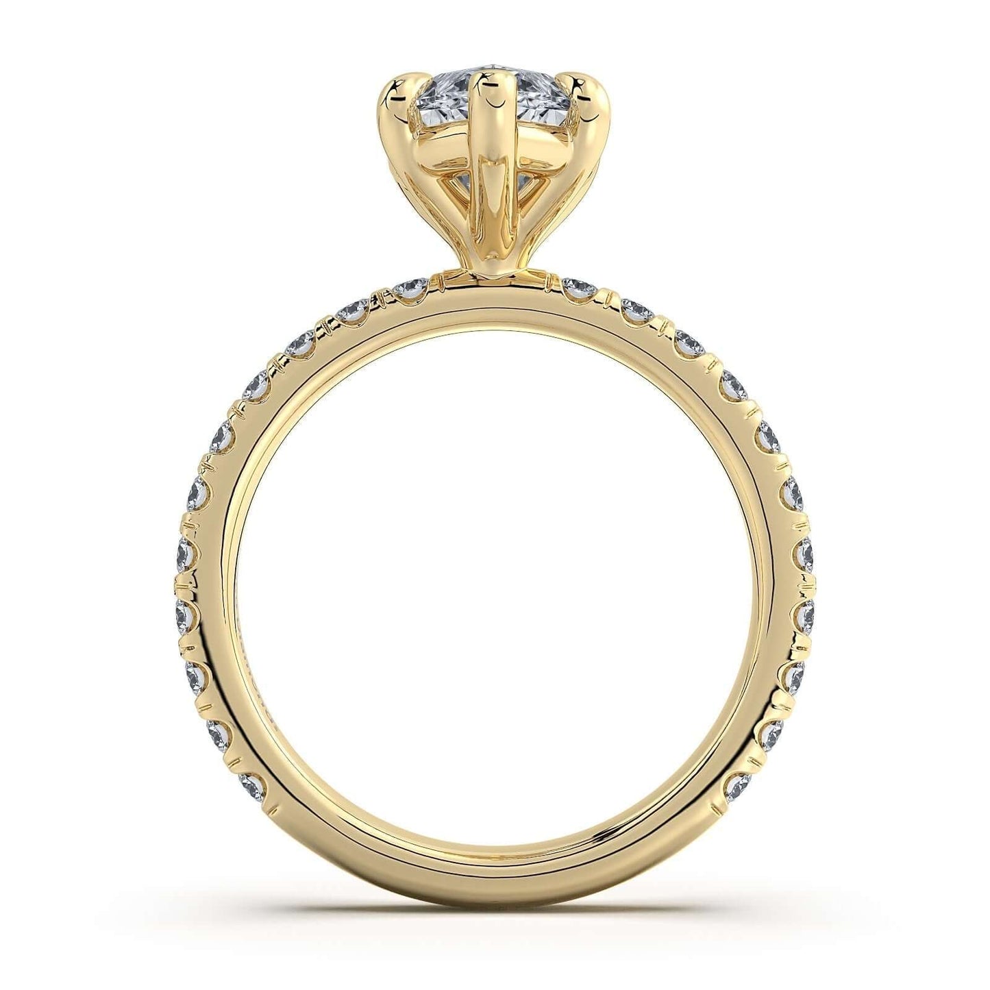 Yellow Gold Marquise Diamond Engagement Ring with Pave Band | Waco Diamonds Is Located In Waco, TX | Central Texas' #1 Engagement Ring Store With Lifetime Warranty