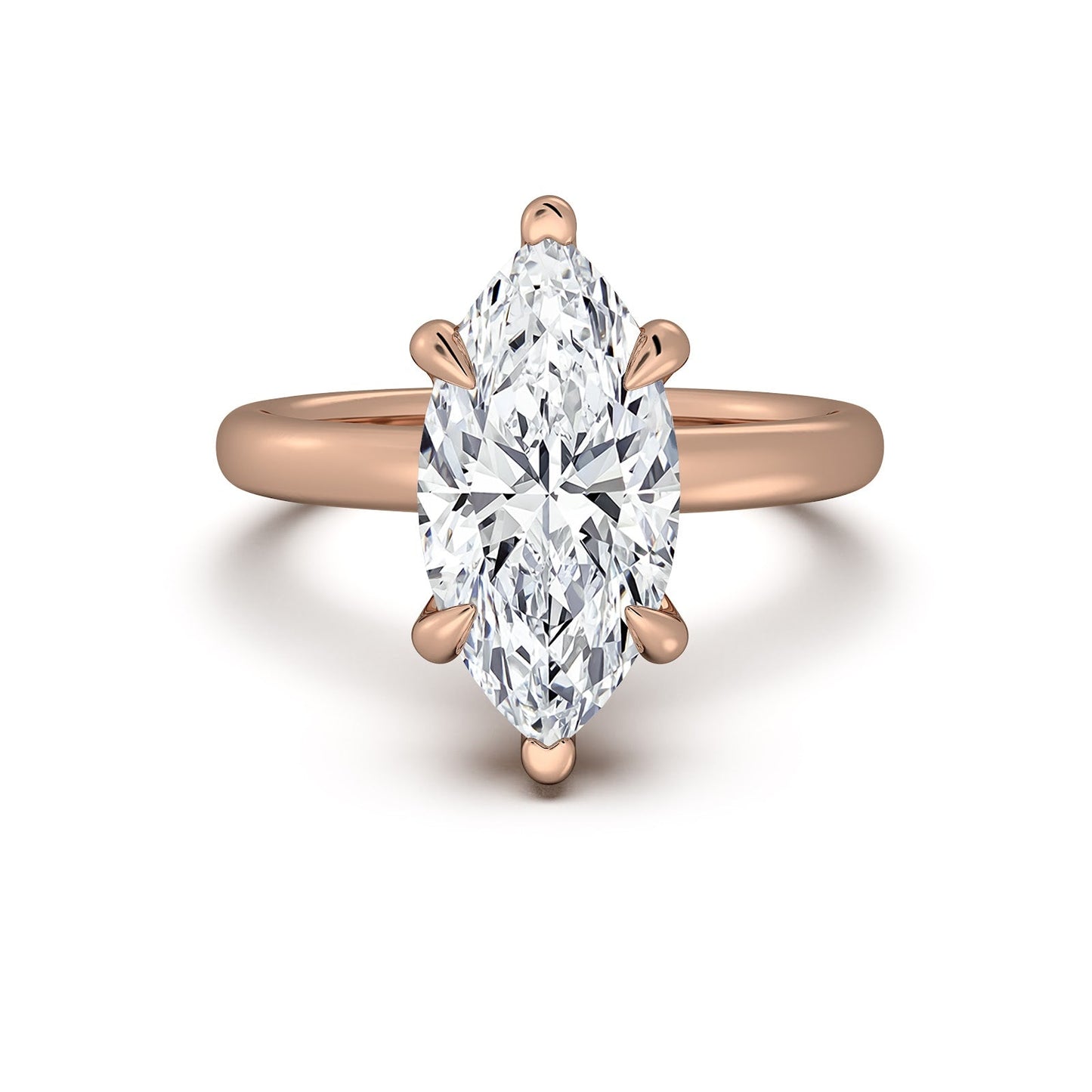 Rose Gold Marquise Diamond Engagement Ring with Solitaire Band | Waco Diamonds Is Located In Waco, TX | Central Texas' #1 Engagement Ring Store With Lifetime Warranty