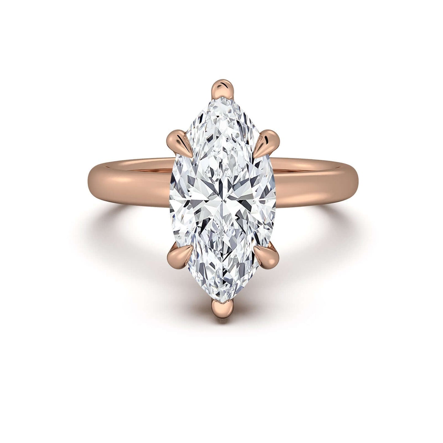 Rose Gold Marquise Diamond Engagement Ring with Solitaire Band | Waco Diamonds Is Located In Waco, TX | Central Texas' #1 Engagement Ring Store With Lifetime Warranty