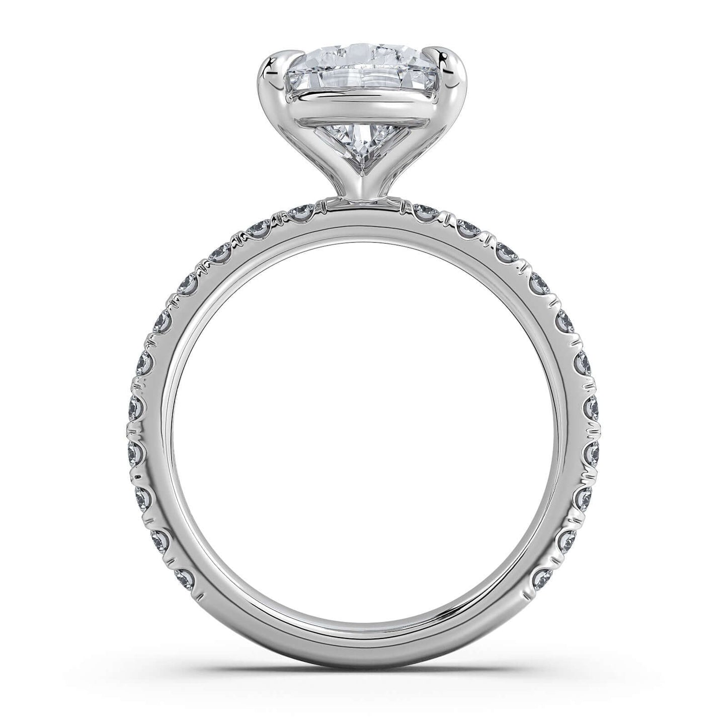 White Gold Pear Diamond Engagement Ring with Pave Band | Waco Diamonds Is Located In Waco, TX | Central Texas' #1 Engagement Ring Store With Lifetime Warranty