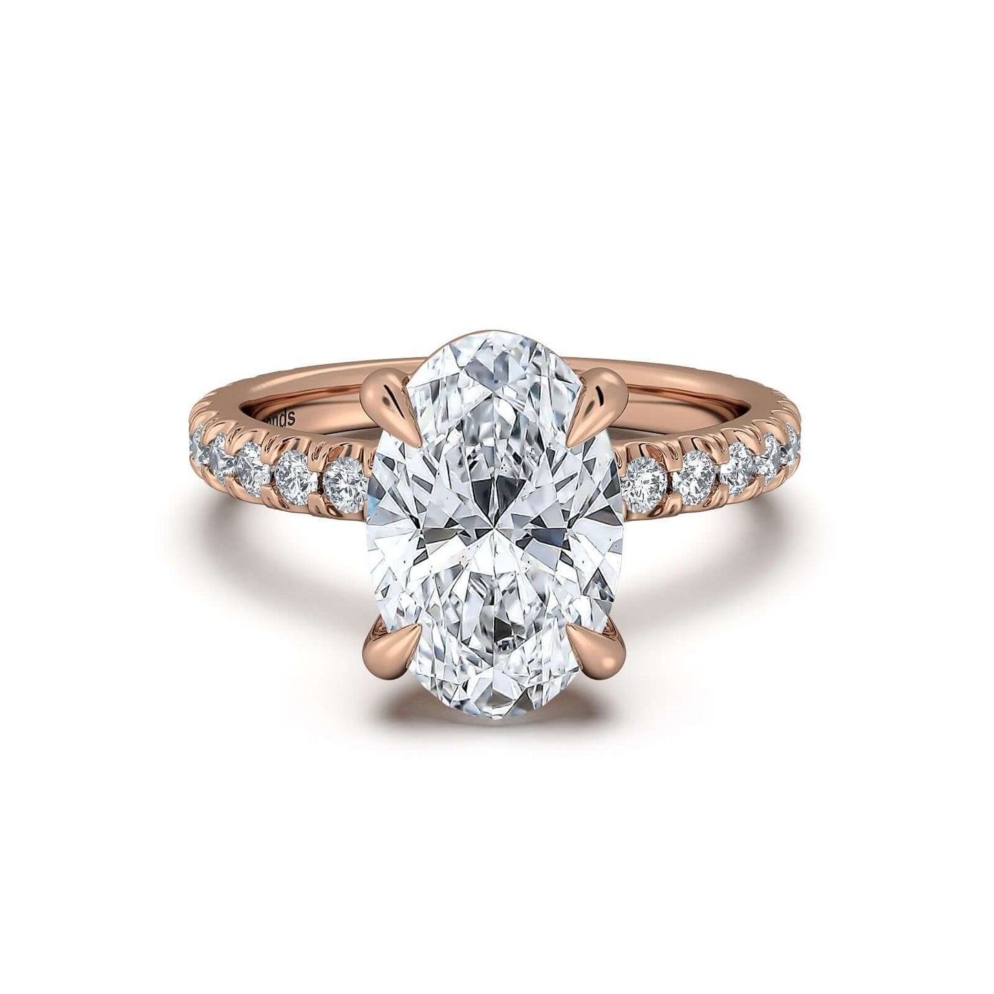 Rose Gold Oval Diamond Engagement Ring with Pave Band | Waco Diamonds Is Located In Waco, TX | Central Texas' #1 Engagement Ring Store With Lifetime Warranty