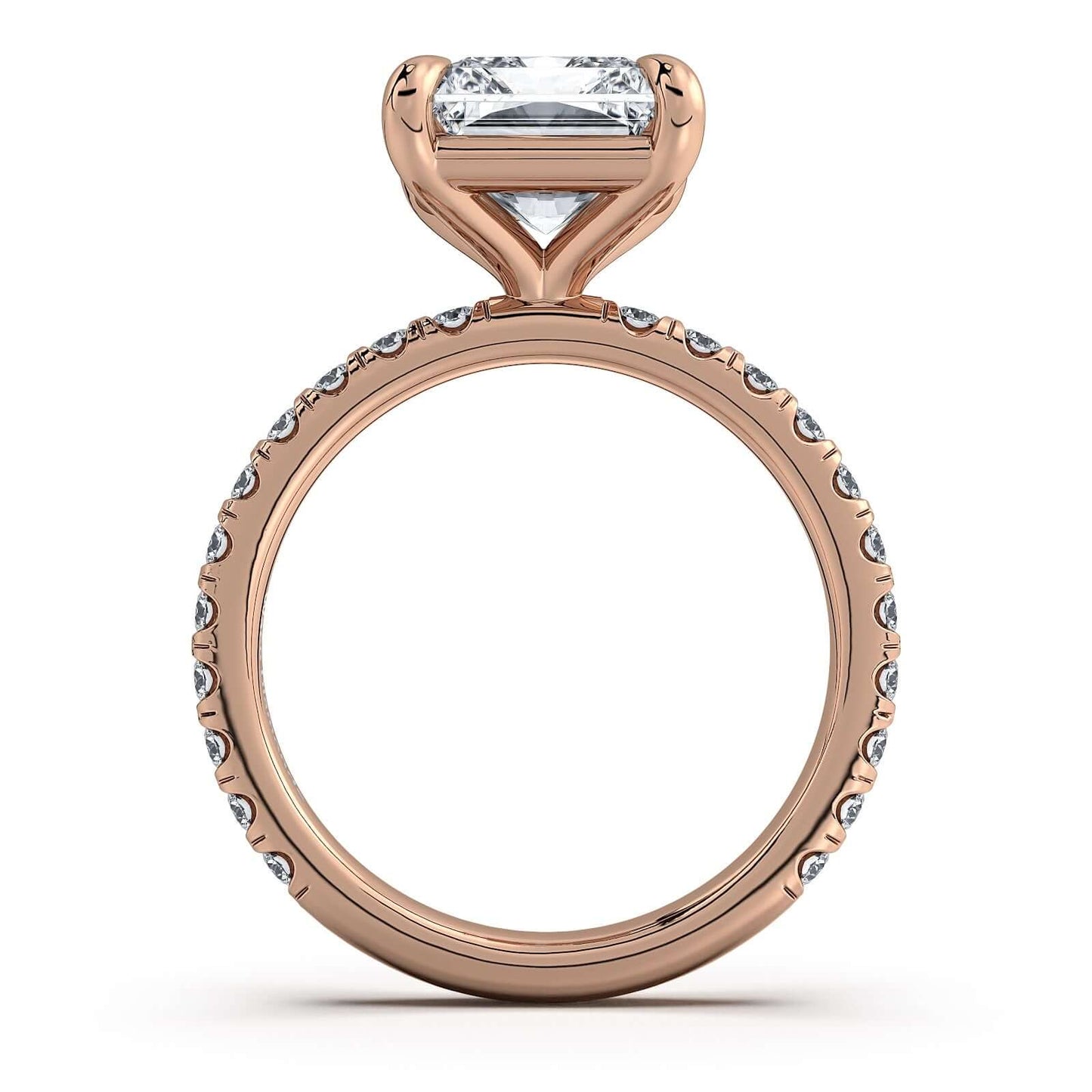 Rose Gold Radiant Diamond Engagement Ring with Pave Band | Waco Diamonds Is Located In Waco, TX | Central Texas' #1 Engagement Ring Store With Lifetime Warranty