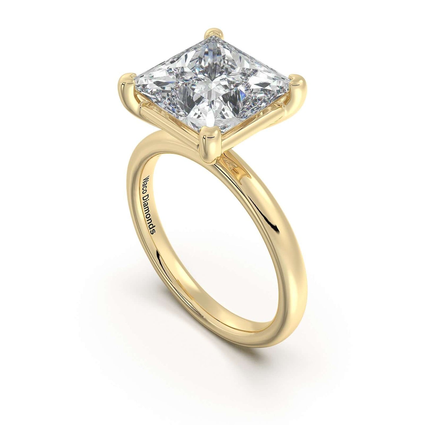 Yellow Gold Princess Diamond Engagement Ring with Solitaire Band | Waco Diamonds Is Located In Waco, TX | Central Texas' #1 Engagement Ring Store With Lifetime Warranty
