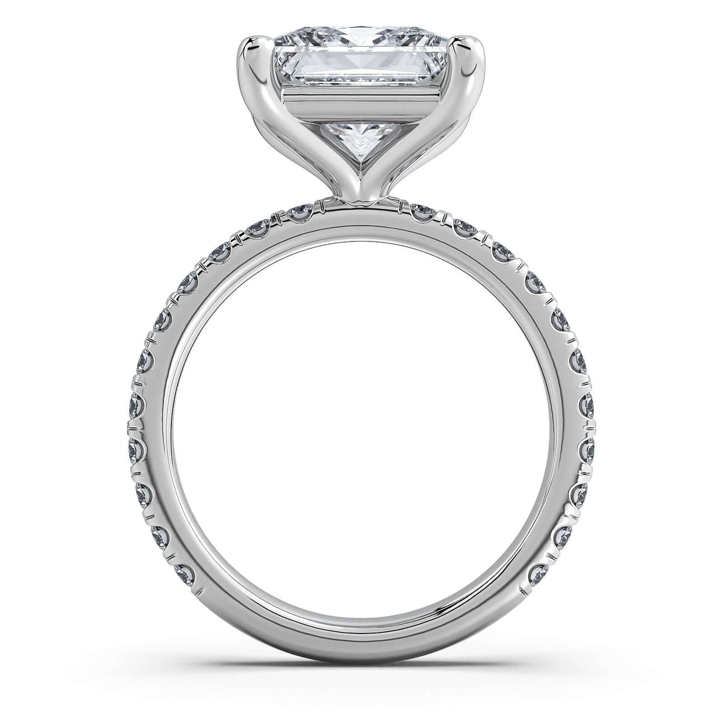 White Gold Princess Diamond Engagement Ring with Pave Band | Waco Diamonds Is Located In Waco, TX | Central Texas' #1 Engagement Ring Store With Lifetime Warranty