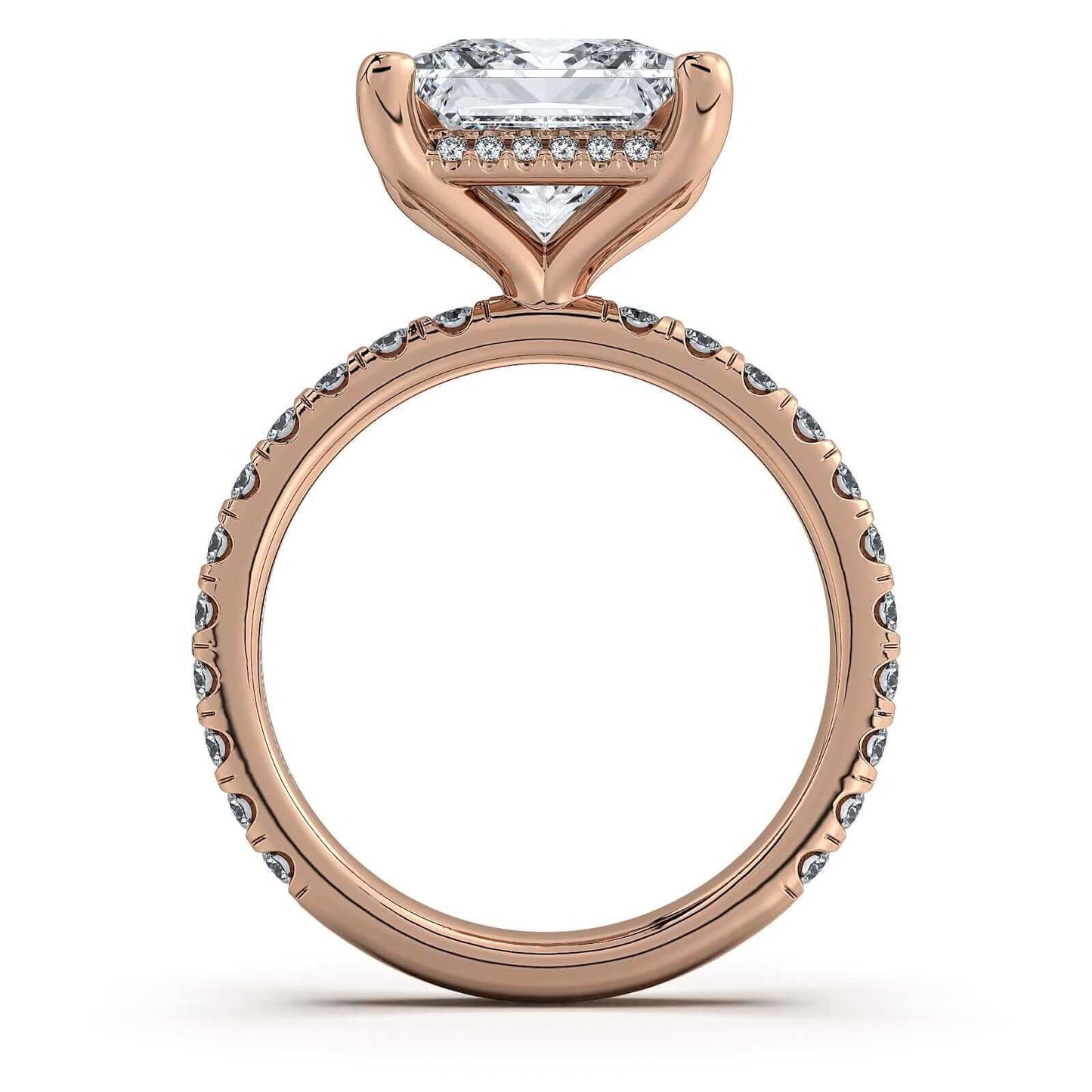 Rose Gold Princess Diamond Engagement Ring with Pave Band | Waco Diamonds Is Located In Waco, TX | Central Texas' #1 Engagement Ring Store With Lifetime Warranty