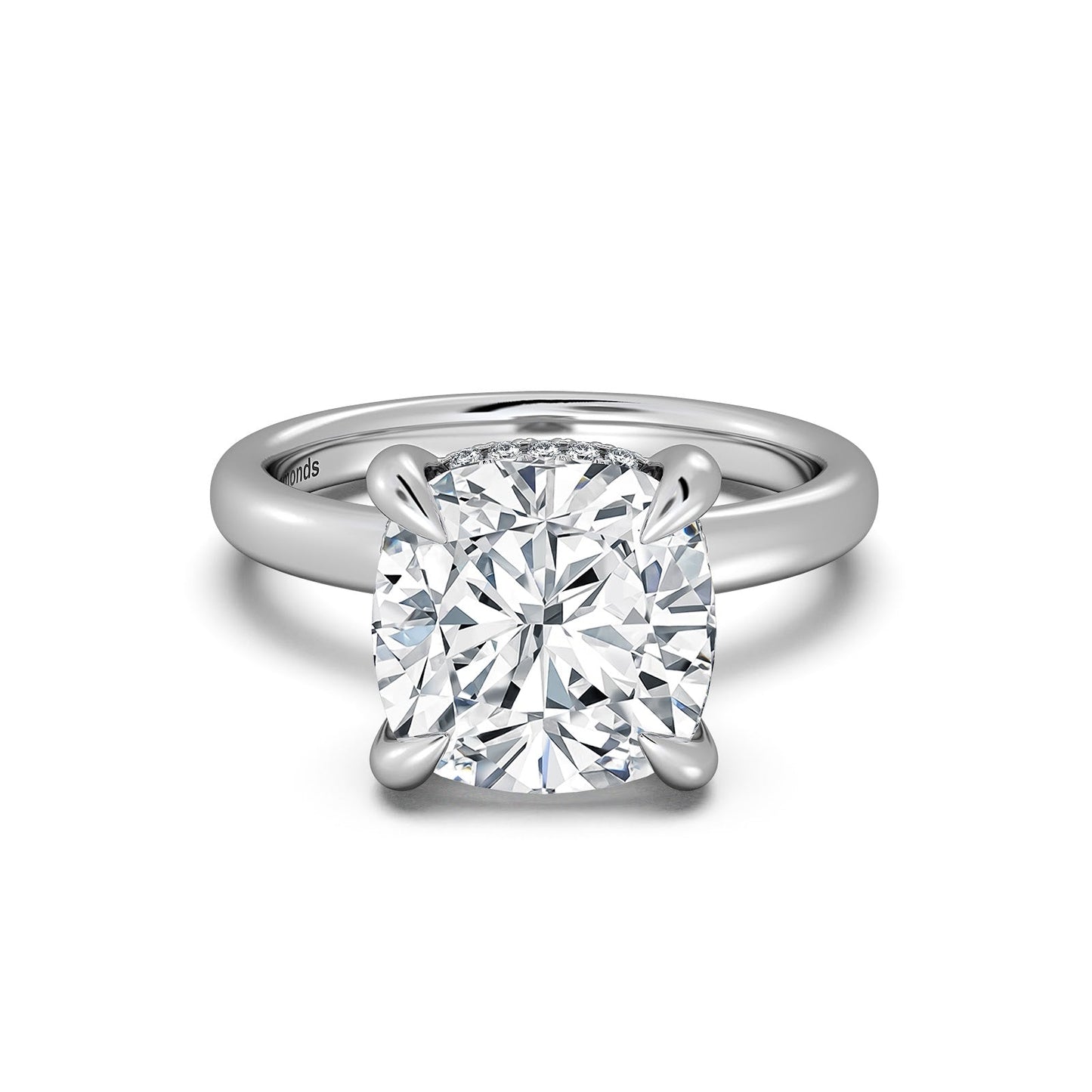 White Gold Cushion Diamond Engagement Ring with Solitaire Band | Waco Diamonds Is Located In Waco, TX | Central Texas' #1 Engagement Ring Store With Lifetime Warranty