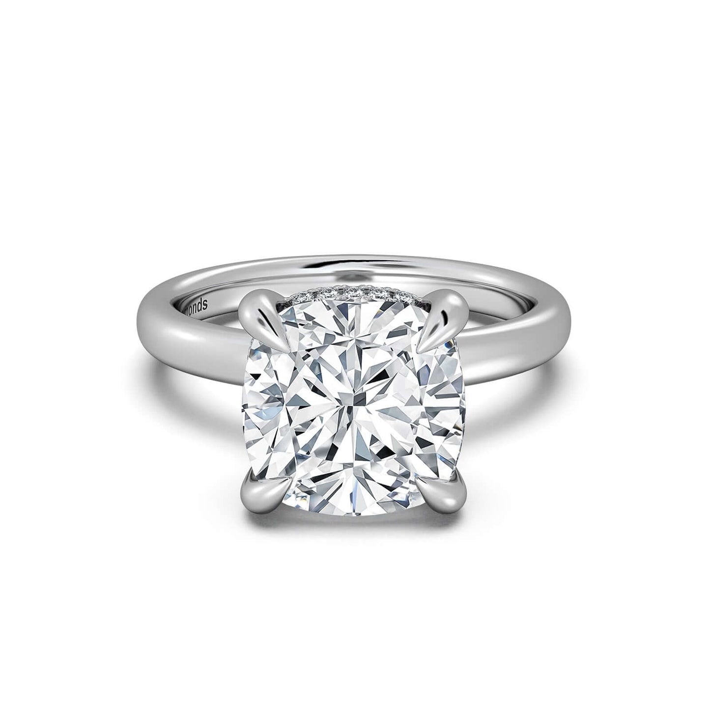 White Gold Cushion Diamond Engagement Ring with Solitaire Band | Waco Diamonds Is Located In Waco, TX | Central Texas' #1 Engagement Ring Store With Lifetime Warranty