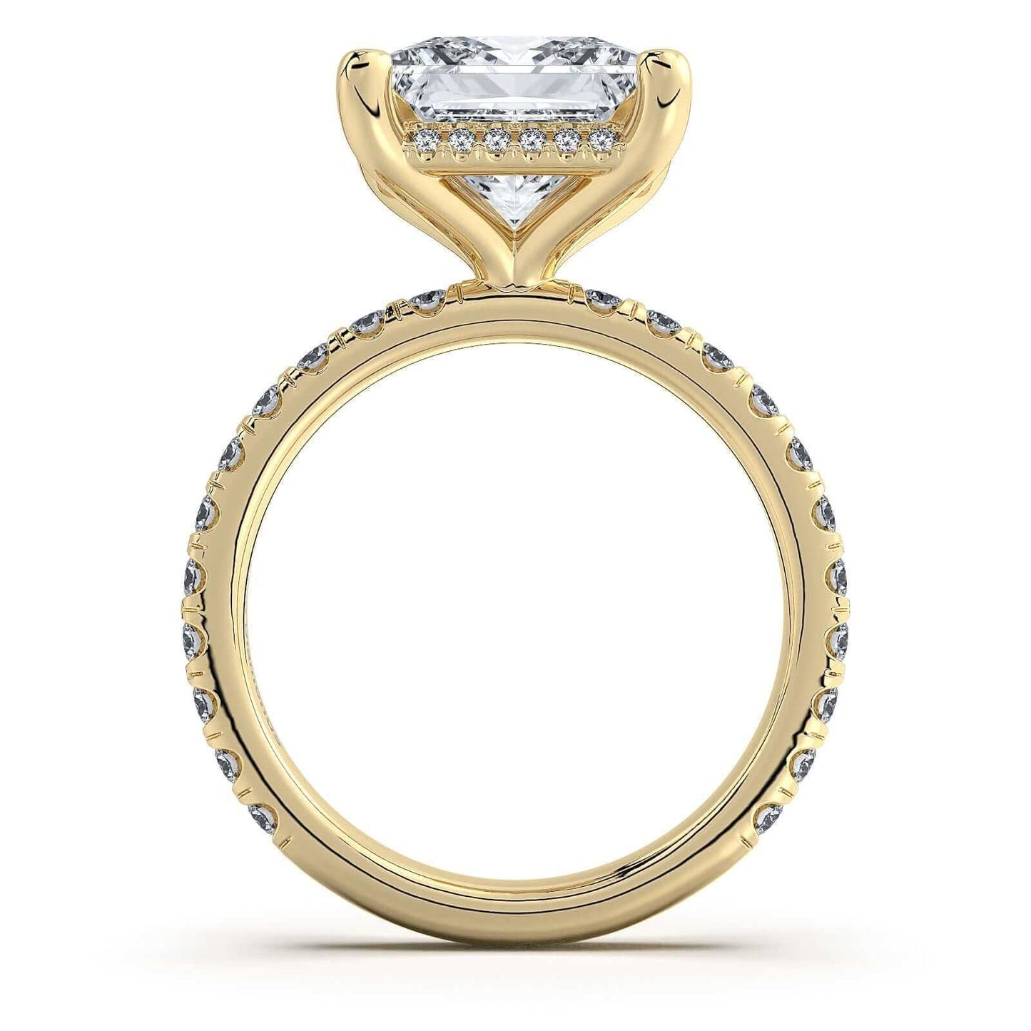 Yellow Gold Princess Diamond Engagement Ring with Pave Band | Waco Diamonds Is Located In Waco, TX | Central Texas' #1 Engagement Ring Store With Lifetime Warranty