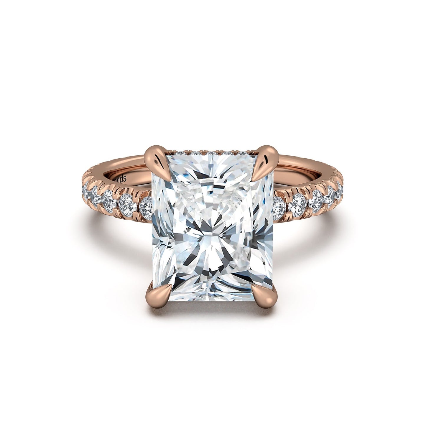 Rose Gold Radiant Diamond Engagement Ring with Pave Band | Waco Diamonds Is Located In Waco, TX | Central Texas' #1 Engagement Ring Store With Lifetime Warranty