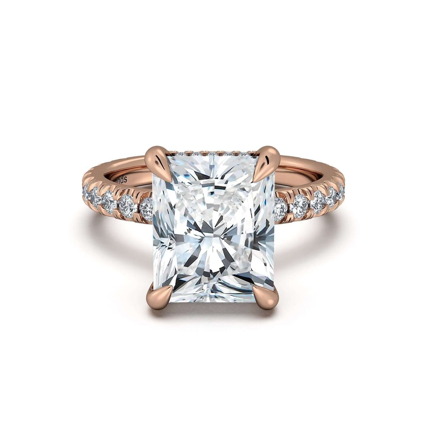 Rose Gold Radiant Diamond Engagement Ring with Pave Band | Waco Diamonds Is Located In Waco, TX | Central Texas' #1 Engagement Ring Store With Lifetime Warranty
