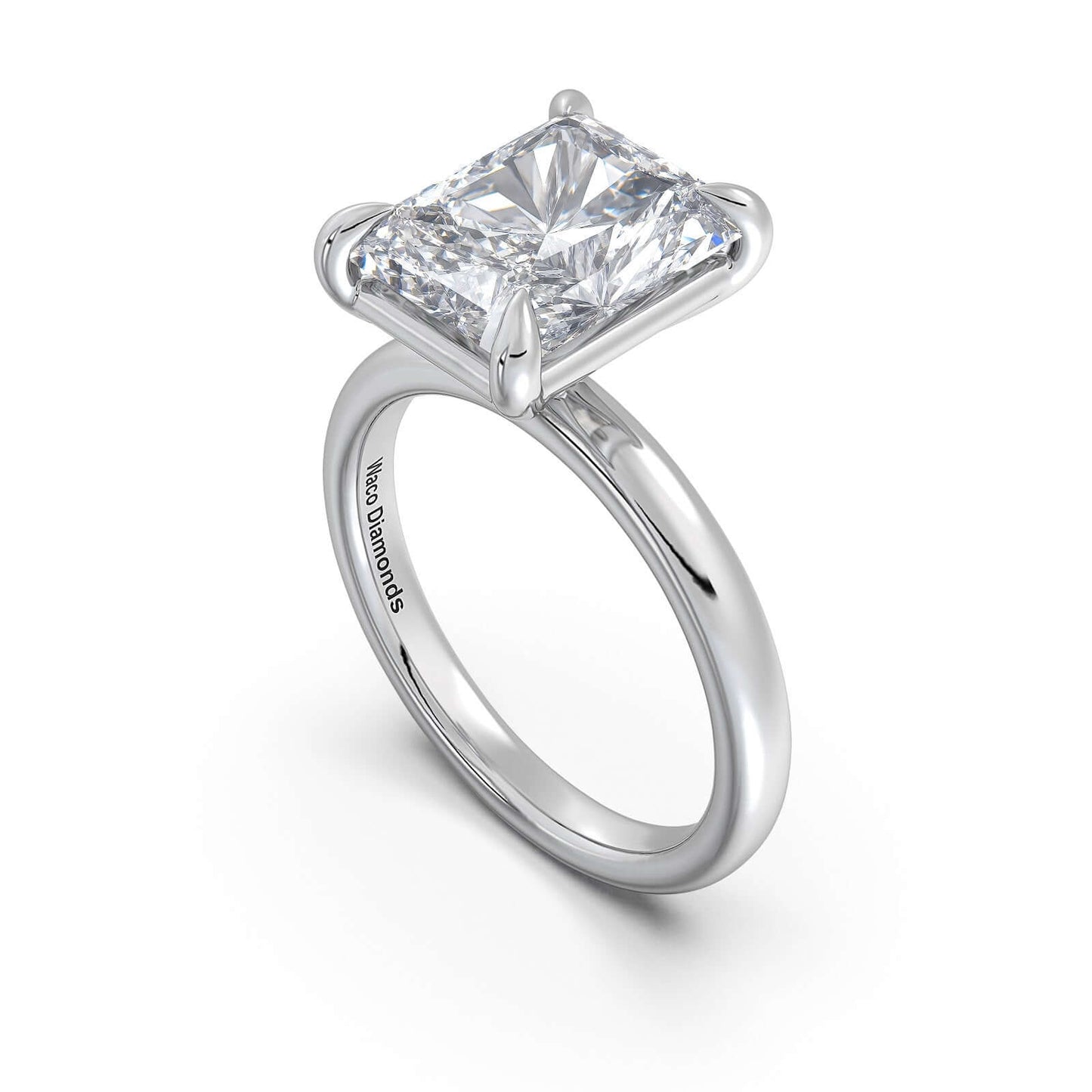 White Gold Radiant Diamond Engagement Ring with Solitaire Band | Waco Diamonds Is Located In Waco, TX | Central Texas' #1 Engagement Ring Store With Lifetime Warranty