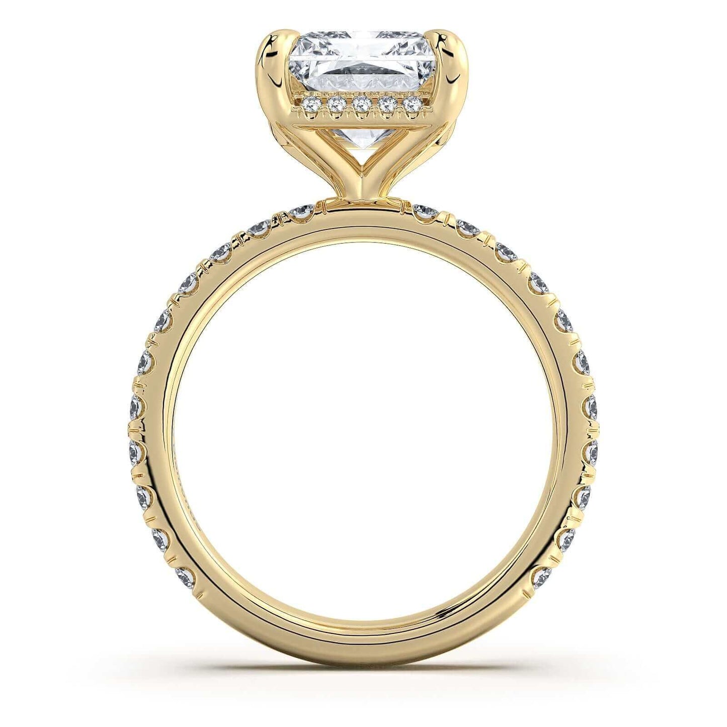 Yellow Gold Radiant Diamond Engagement Ring with Pave Band | Waco Diamonds Is Located In Waco, TX | Central Texas' #1 Engagement Ring Store With Lifetime Warranty