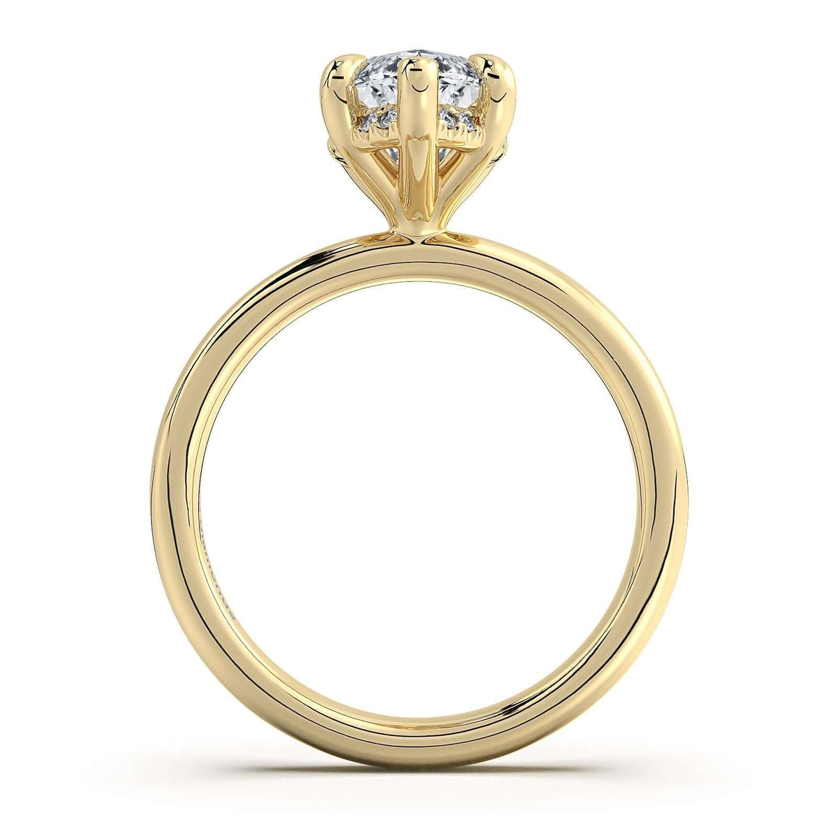 Yellow Gold Marquise Diamond Engagement Ring with Solitaire Band Profile View | Waco Diamonds Is Located In Waco, TX | Central Texas' #1 Engagement Ring Store With Lifetime Warranty