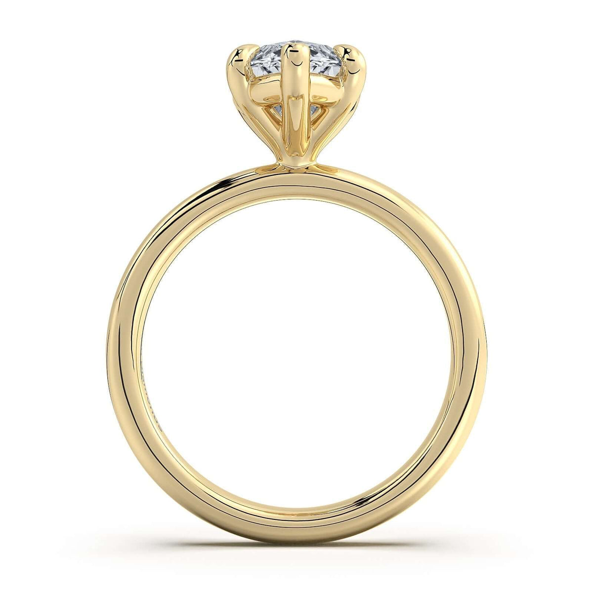 Yellow Gold Marquise Diamond Engagement Ring with Solitaire Band Profile View | Waco Diamonds Is Located In Waco, TX | Central Texas' #1 Engagement Ring Store With Lifetime Warranty
