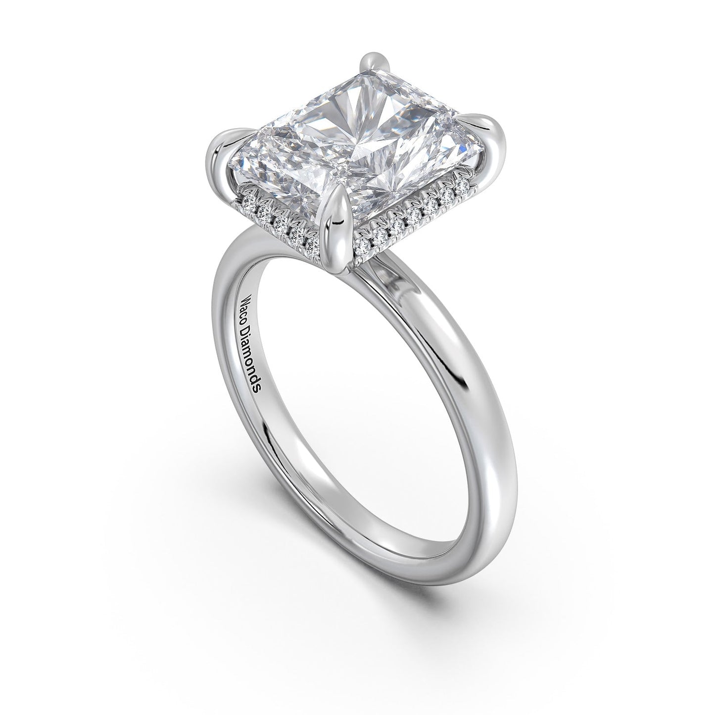 White Gold Radiant Diamond Engagement Ring with Solitaire Band | Waco Diamonds Is Located In Waco, TX | Central Texas' #1 Engagement Ring Store With Lifetime Warranty