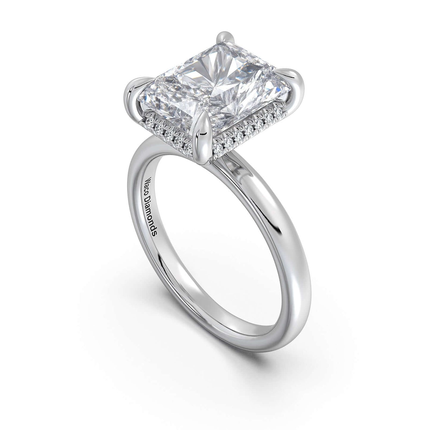 White Gold Radiant Diamond Engagement Ring with Solitaire Band | Waco Diamonds Is Located In Waco, TX | Central Texas' #1 Engagement Ring Store With Lifetime Warranty