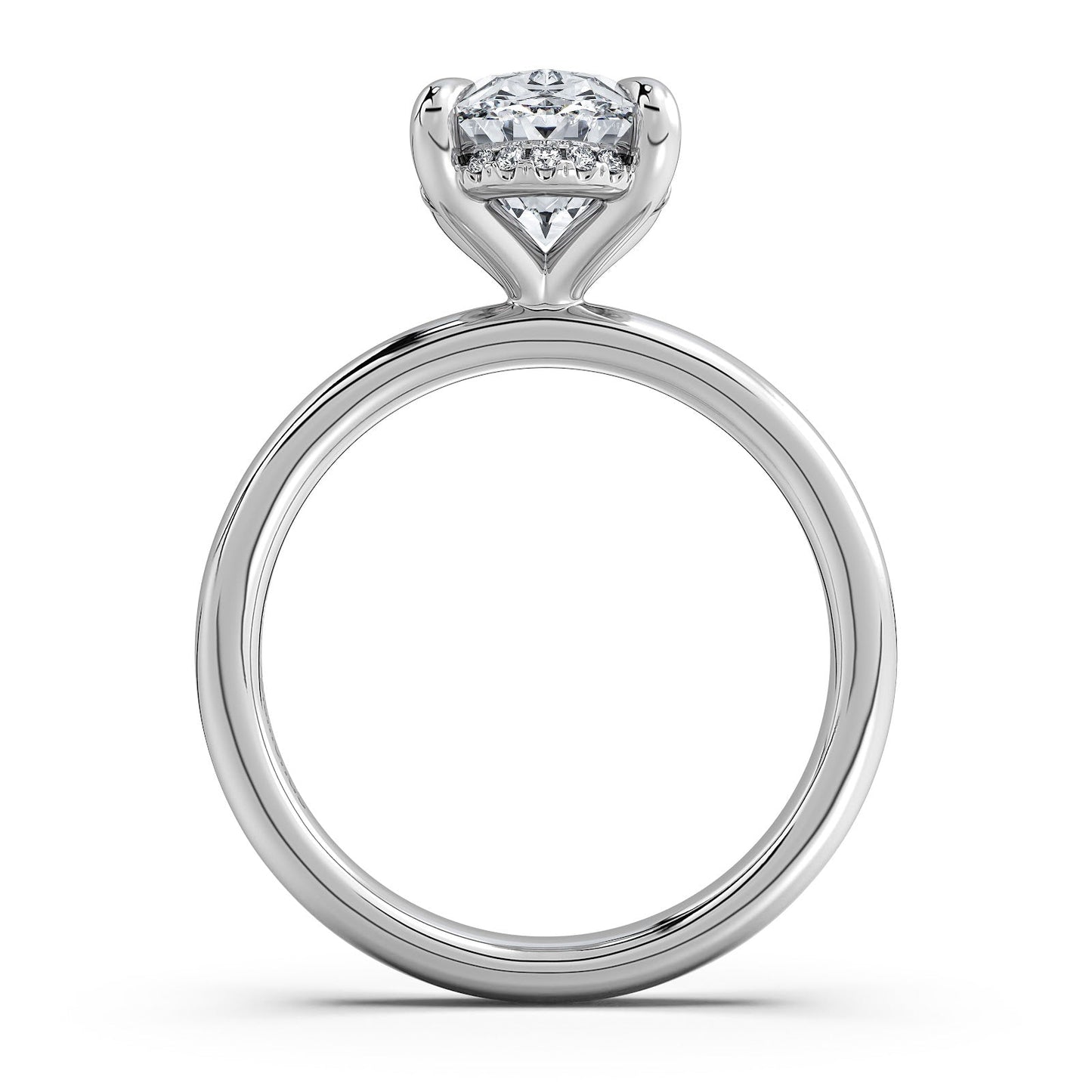 White Gold Oval Diamond Engagement Ring with Solitaire Band Profile View | Waco Diamonds Is Located In Waco, TX | Central Texas' #1 Engagement Ring Store With Lifetime Warranty