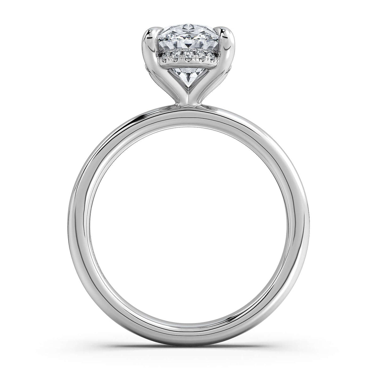 White Gold Oval Diamond Engagement Ring with Solitaire Band Profile View | Waco Diamonds Is Located In Waco, TX | Central Texas' #1 Engagement Ring Store With Lifetime Warranty