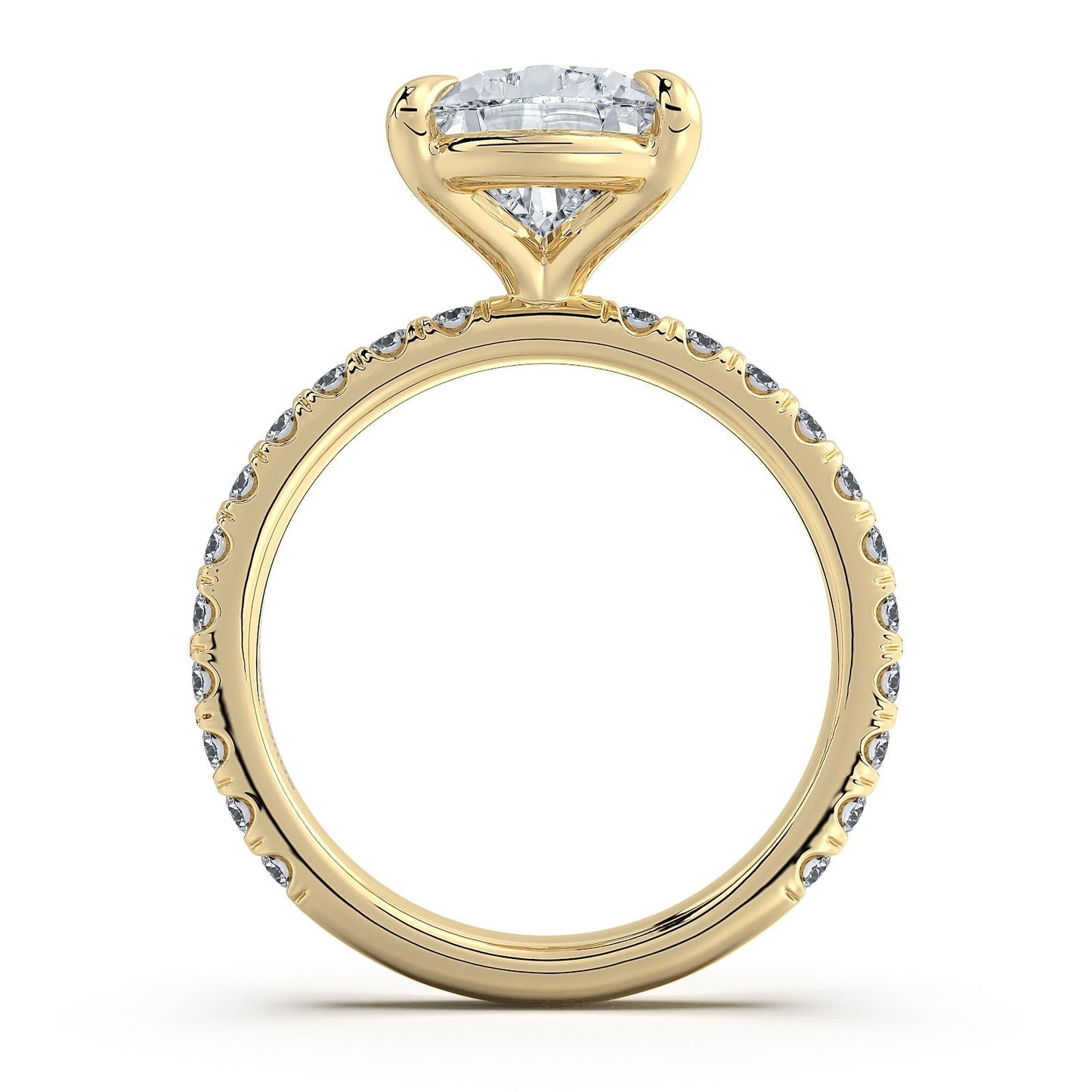 Yellow Gold Pear Diamond Engagement Ring with Pave Band | Waco Diamonds Is Located In Waco, TX | Central Texas' #1 Engagement Ring Store With Lifetime Warranty