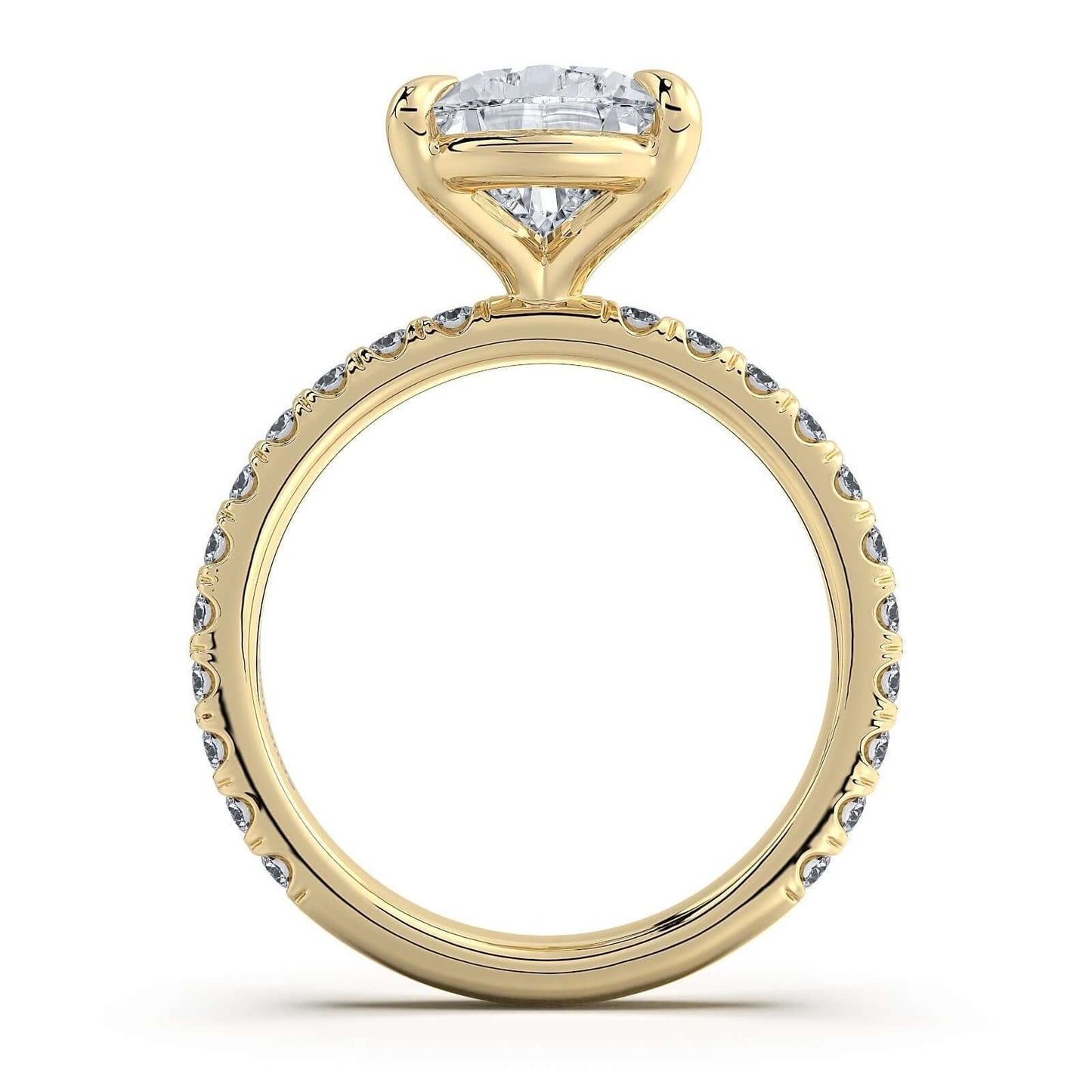 Yellow Gold Pear Diamond Engagement Ring with Pave Band | Waco Diamonds Is Located In Waco, TX | Central Texas' #1 Engagement Ring Store With Lifetime Warranty