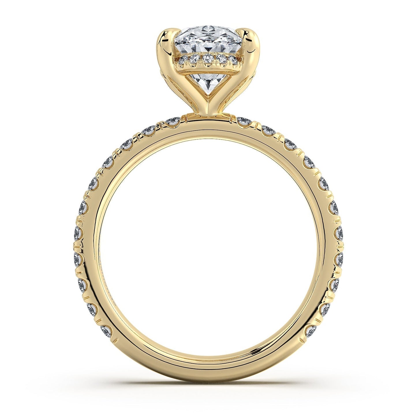 Yellow Gold Oval Diamond Engagement Ring with Pave Band | Waco Diamonds Is Located In Waco, TX | Central Texas' #1 Engagement Ring Store With Lifetime Warranty