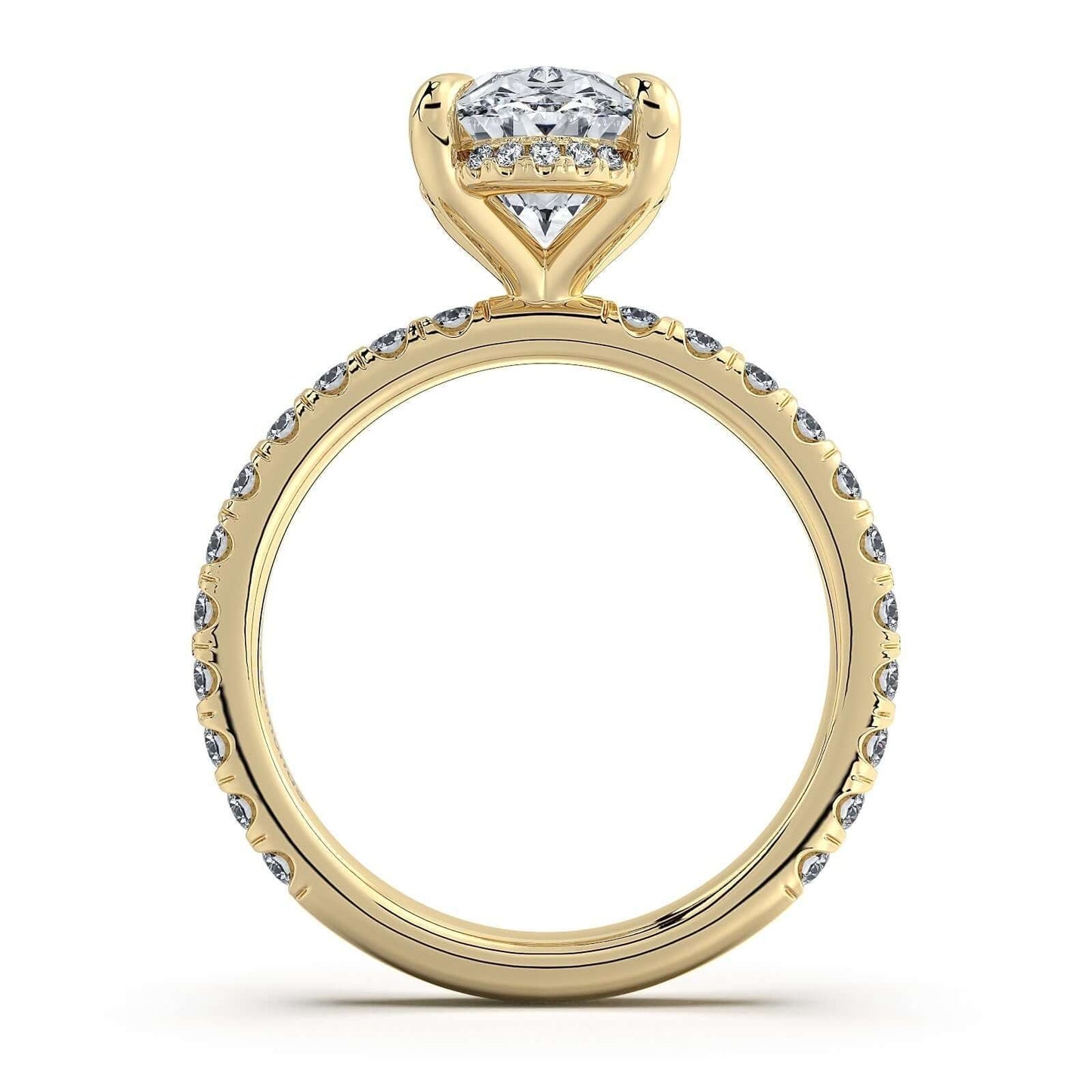 Yellow Gold Oval Diamond Engagement Ring with Pave Band | Waco Diamonds Is Located In Waco, TX | Central Texas' #1 Engagement Ring Store With Lifetime Warranty